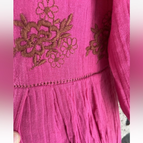 Free People Lovers Lane Pink Cotton Gauze Maxi Dress Size Small - Picture 15 of 16